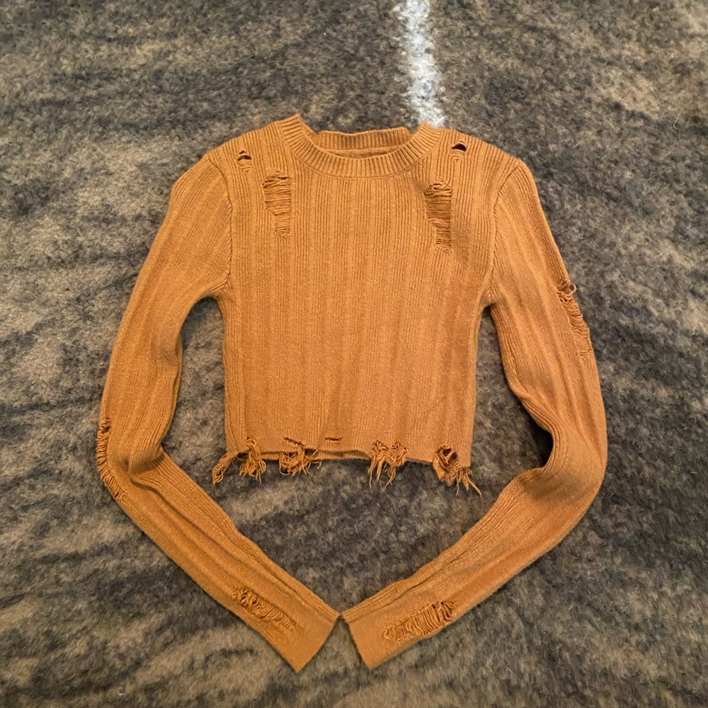 Distressed Crop Sweater